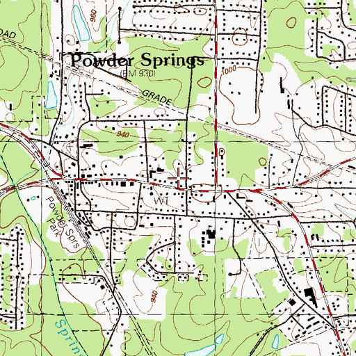 Topographic Map of Powder Springs Branch Cobb County Public Library, GA