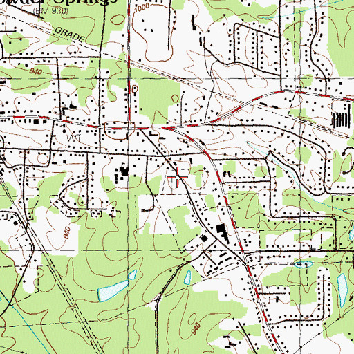 Topographic Map of Powder Springs Methodist Cemetery, GA