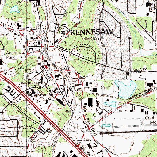 Topographic Map of Sardis Cemetery, GA