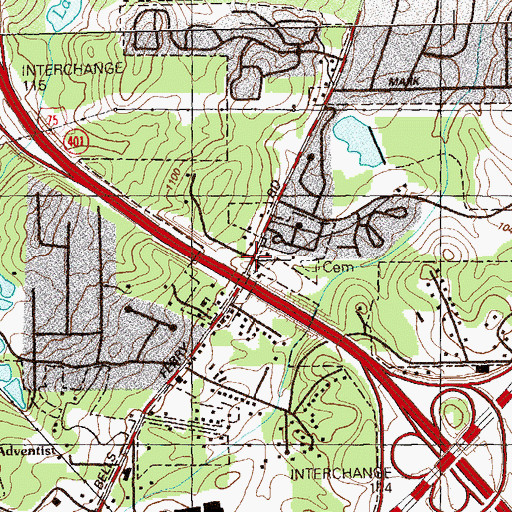 Topographic Map of Shady Grove Baptist Church, GA