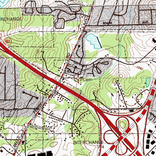 Topographic Map of Shady Grove Cemetery, GA