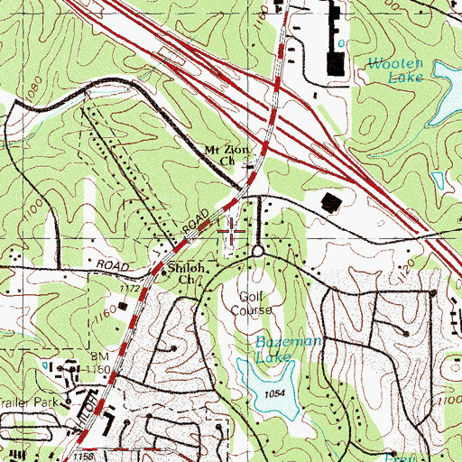 Topographic Map of Shiloh Cemetery, GA