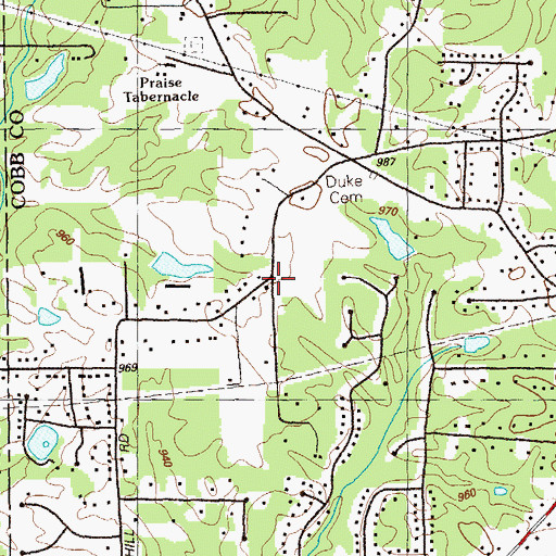 Topographic Map of Sorrells Cemetery, GA