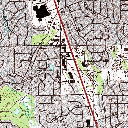Topographic Map of South Cobb Plaza Shopping Center, GA