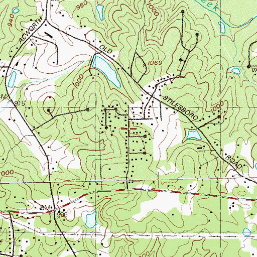 Topographic Map of Stilesboro Hills, GA