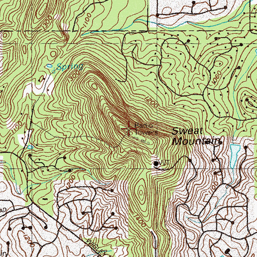 Topographic Map of Sweat Mountain Lookout Tower, GA
