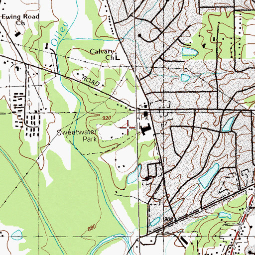 Topographic Map of Sweetwater Park, GA