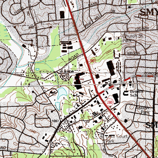 Topographic Map of The Crossings Shopping Center, GA