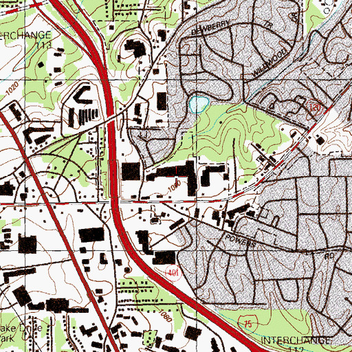 Topographic Map of Town and Country Shopping Center, GA