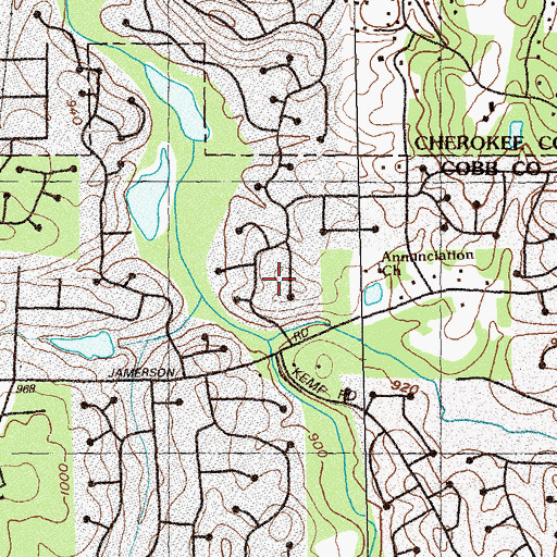 Topographic Map of Willow Creek, GA