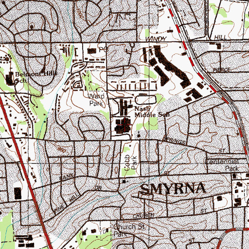 Topographic Map of Wills High School, GA