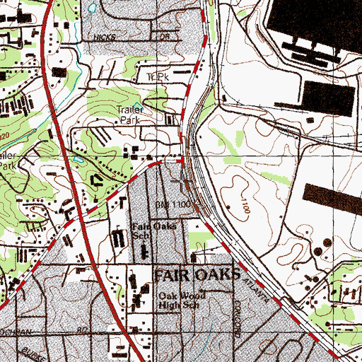 Topographic Map of Barber Cemetery, GA