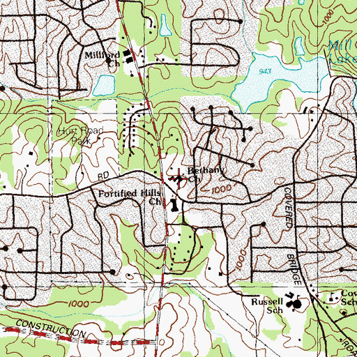 Topographic Map of Bethany Church, GA
