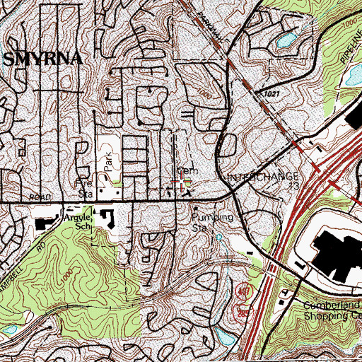 Topographic Map of Bethel Cemetery, GA