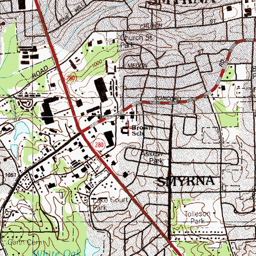 Topographic Map of Brown Elementary School, GA
