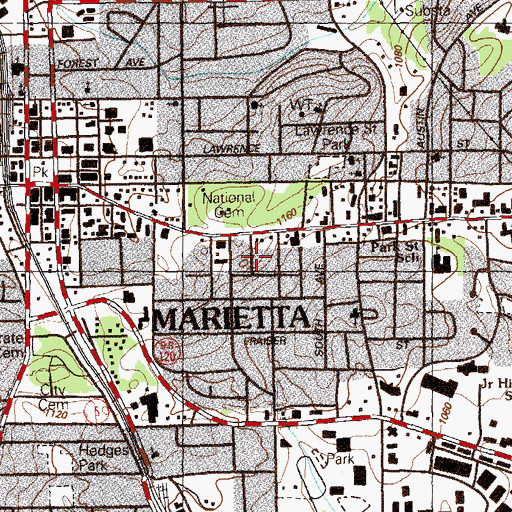 Topographic Map of Church of Christ, GA