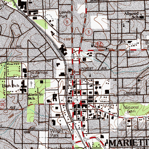 Topographic Map of Clark Library, GA