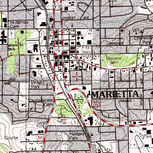 Topographic Map of Clay Homes, GA