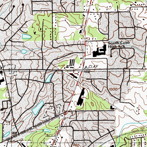 Topographic Map of Clay Plaza Shopping Center, GA