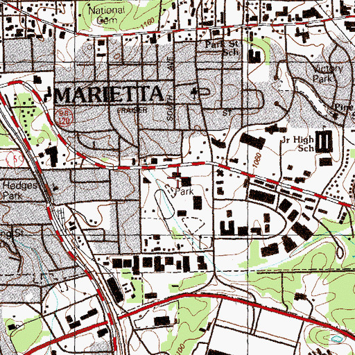 Topographic Map of Cobb County Civic Center, GA