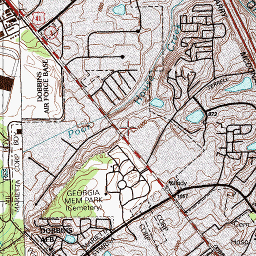 Topographic Map of Cobb Parkway Plaza Shopping Center, GA