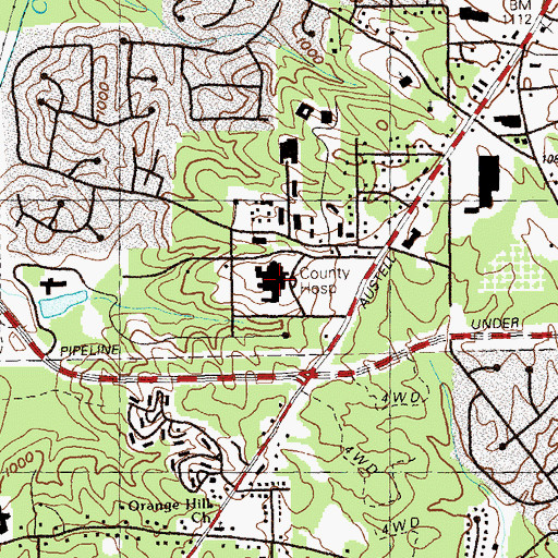 Topographic Map of Wellstar Cobb Hospital, GA