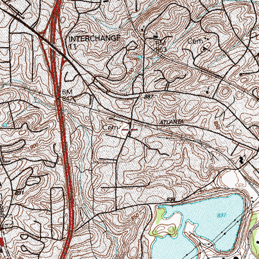Topographic Map of Collins Spring Baptist Church, GA