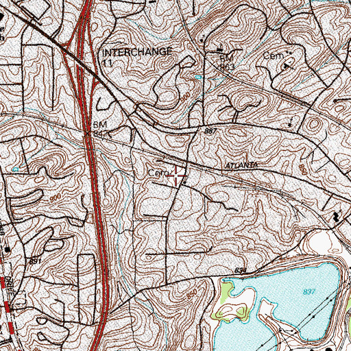 Topographic Map of Collins Springs Cemetery, GA