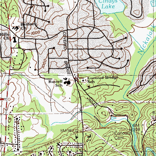 Topographic Map of Covered Bridge Montessori School, GA