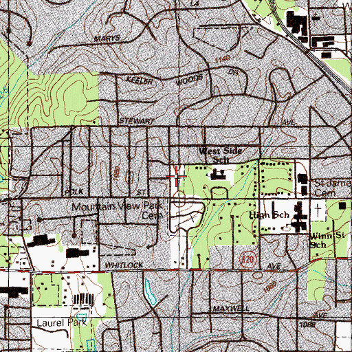 Topographic Map of Crest Hill Cemetery, GA