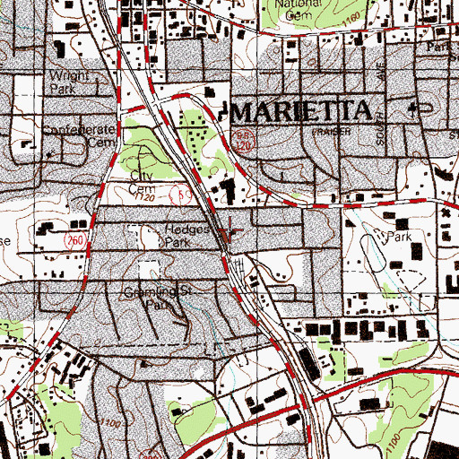 Topographic Map of Crestview Baptist Church, GA