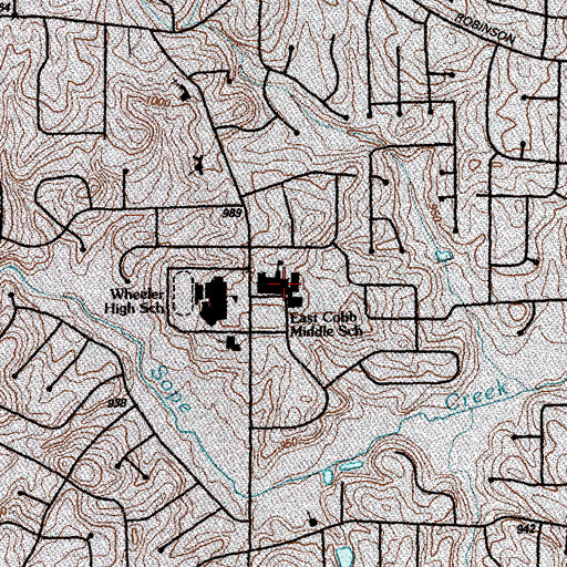 Topographic Map of East Cobb Middle School, GA