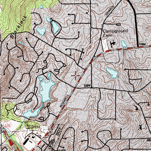 Topographic Map of East Lake Shopping Center, GA