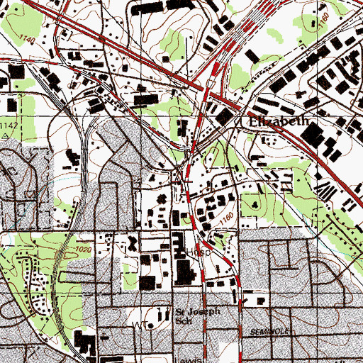 Topographic Map of Elizabeth United Methodist Church, GA