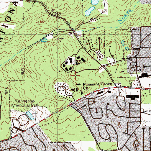 Topographic Map of Marietta Fire Department Station 53, GA