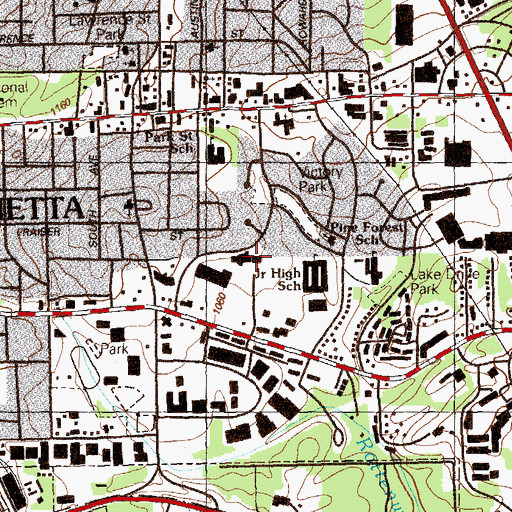 Topographic Map of First Church of the Nazarene, GA