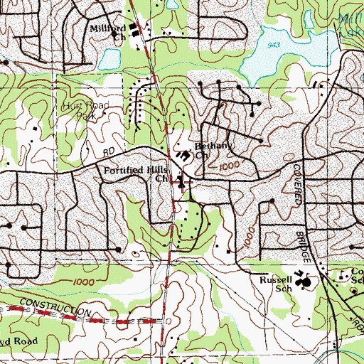 Topographic Map of Fortified Hills Church, GA