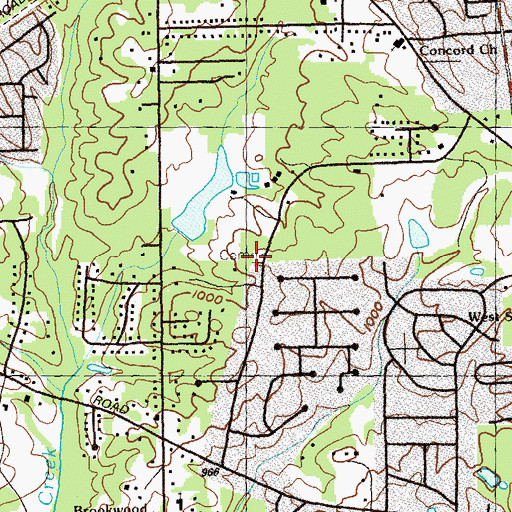 Topographic Map of Glore Cemetery, GA