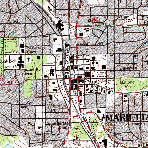 Topographic Map of Glove Park, GA