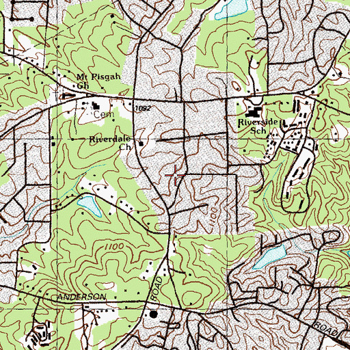 Topographic Map of Green Grove Cemetery, GA