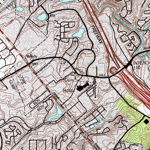 Topographic Map of Hargrove Cemetery, GA