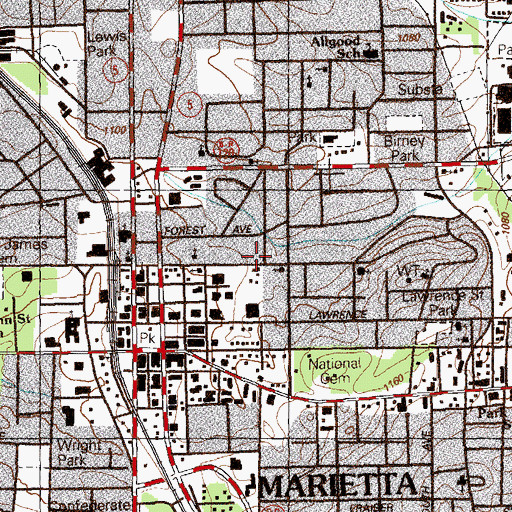 Topographic Map of Hattie G Wilson Branch Cobb County Public Library, GA