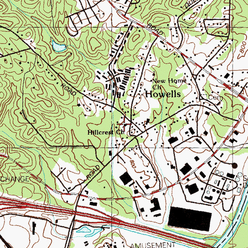 Topographic Map of Hillcrest Church, GA