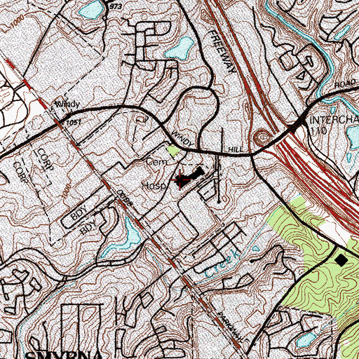 Topographic Map of Wellstar Windy Hill Hospital, GA