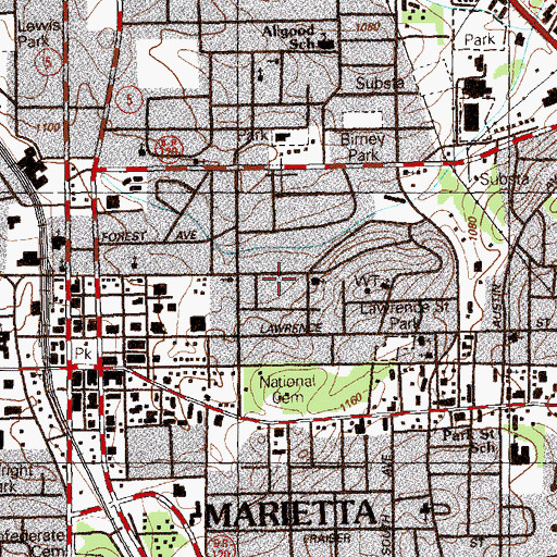 Topographic Map of Lemon Street Grade School, GA