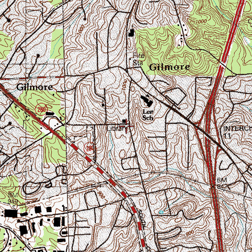 Topographic Map of Lewis A Ray Branch Cobb County Public Library, GA