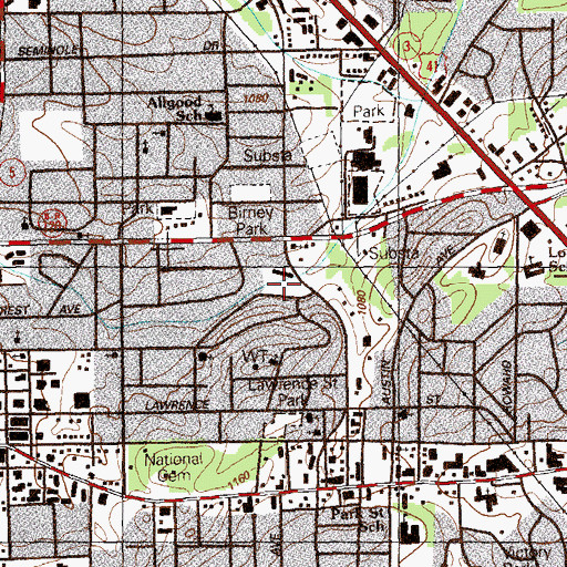 Topographic Map of Lemon Street Stadium, GA