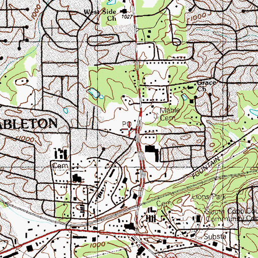 Topographic Map of Mableton Post Office, GA