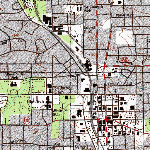 Topographic Map of Maple Avenue United Methodist Church, GA