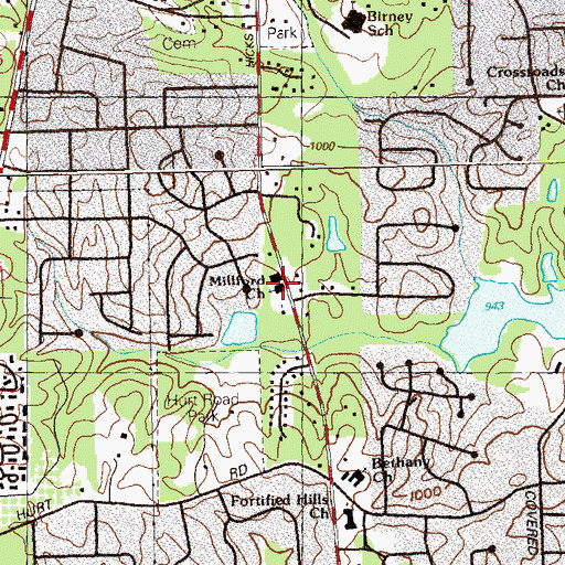 Topographic Map of Millford Church, GA